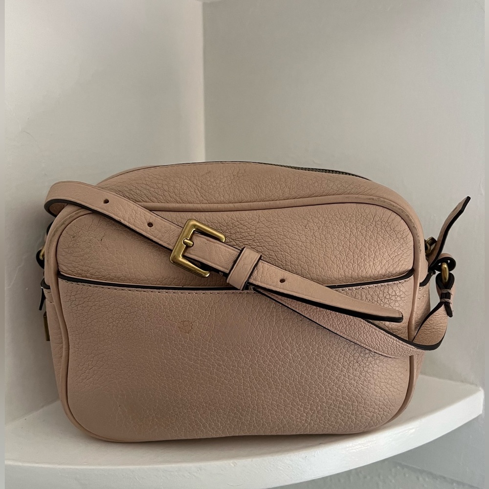 J. Crew Italian Leather Signet Crossbody, Blush Pink, Pebbled Leather,StyleF5231